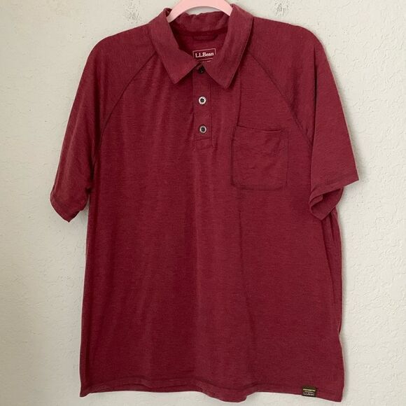 L.L.Bean Polo Shirt Men’s Maroon Collared Short Sleeve Logo Size L-Reg - Picture 1 of 6